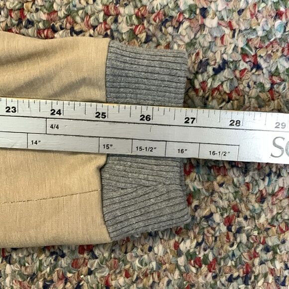 Topman Beige Gray Accents Zip Up Jersey Bomber Jacket Size 44/Large - Picture 11 of 14